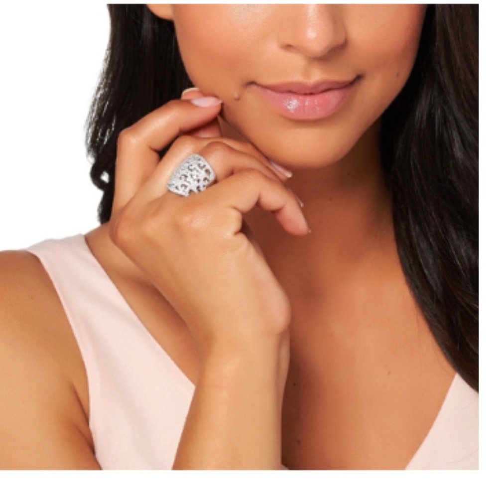 TOVA Diamonique Lace Design Band Ring